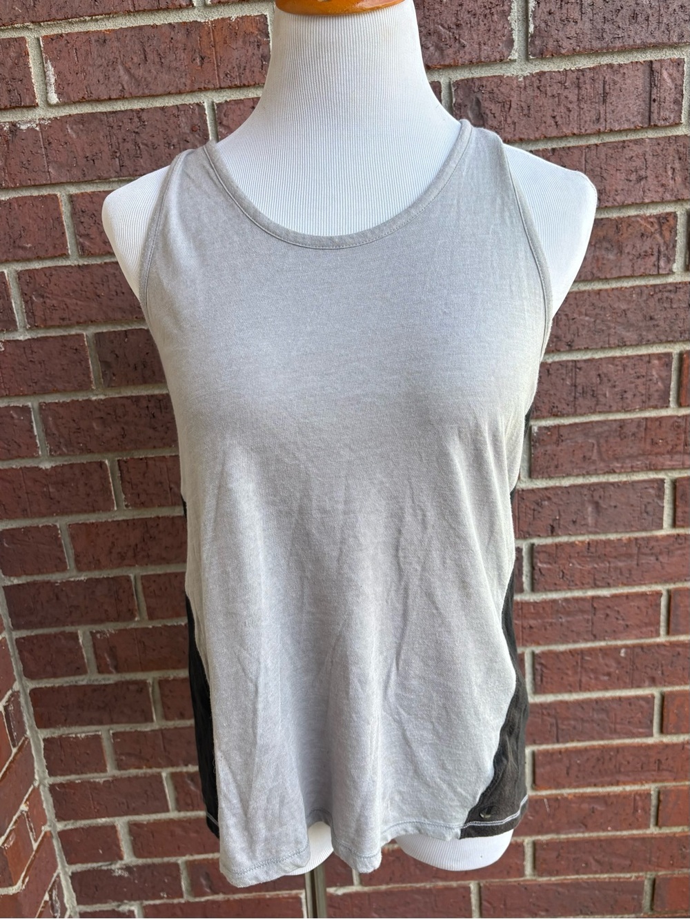 Champion Women's Tank Top in Light Gray with Dark Side Panels